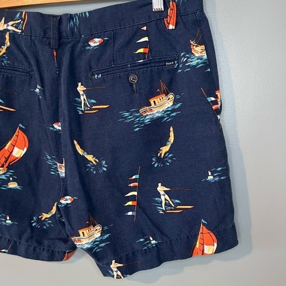 POLO Ralph Lauren Retro Print Ski Sailing Cotton 6” Shorts - Picture 6 of 9